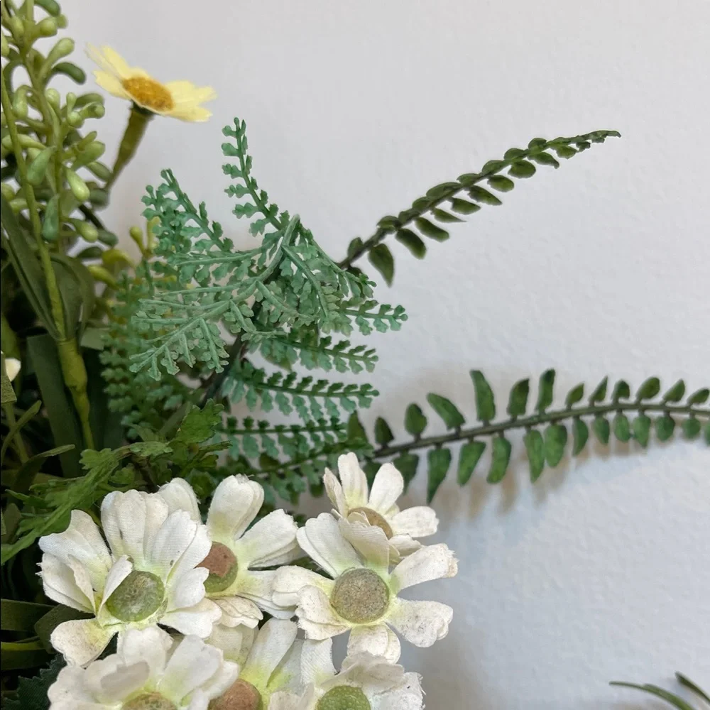 Elegant Upcycled Green and White Floral Wreath